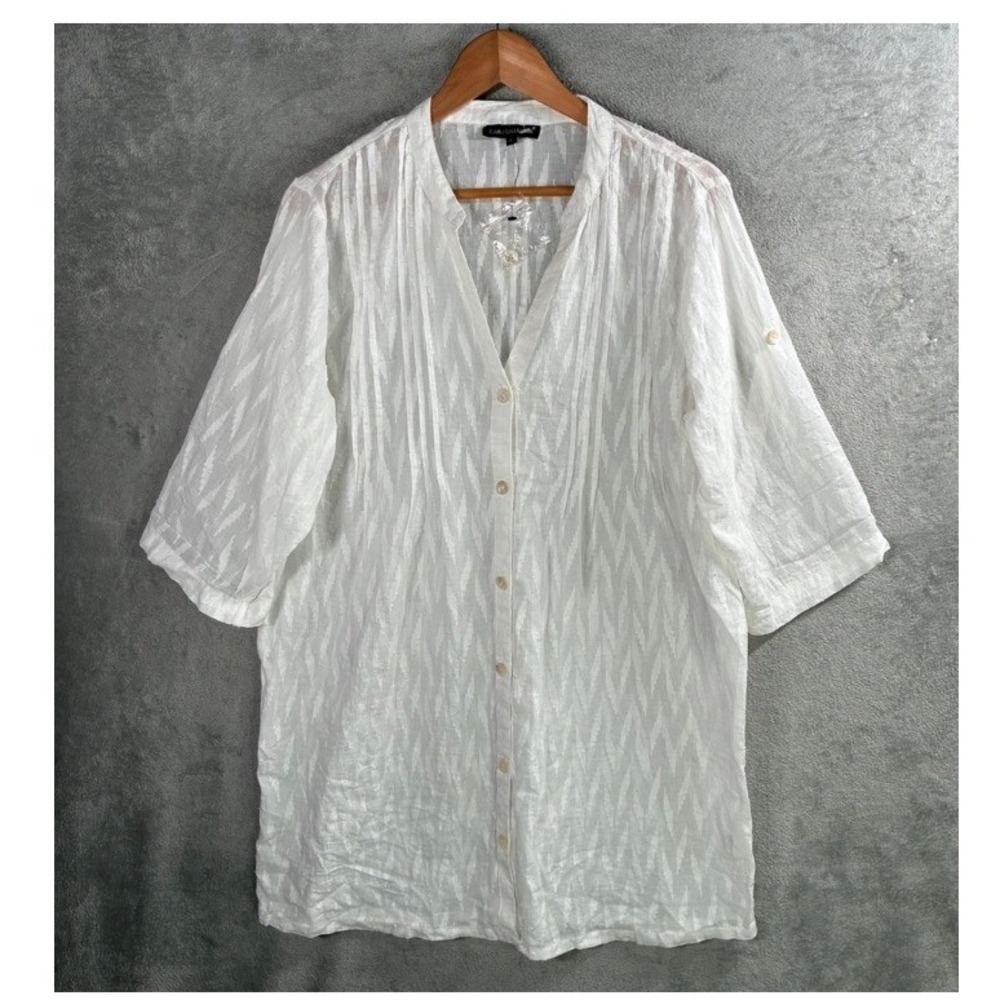 Club Z Collection Button Up Tunic Womens Large Cotton Coastal Boho Lagenlook